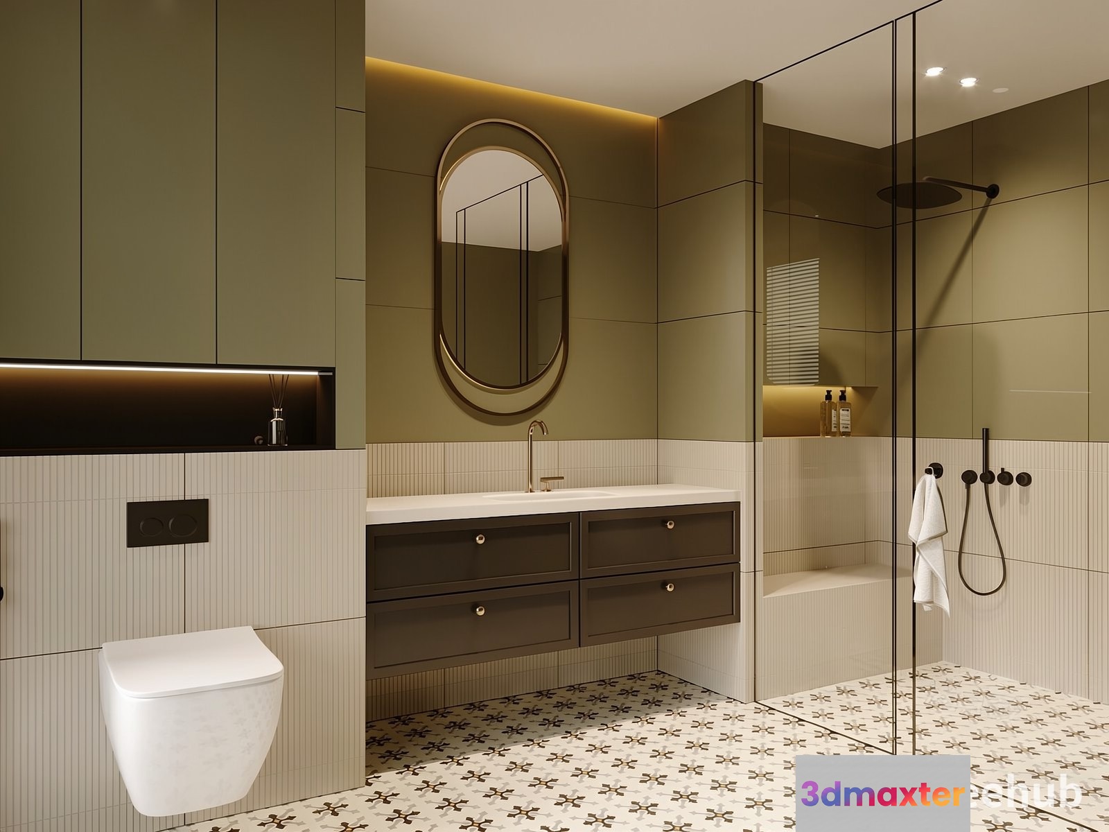 A Modern Bathroom 3D Model - 23008 - VRAY Render
