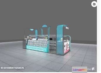 A Blue Display Kiosk 3D Model - 15329 - VRAY Render