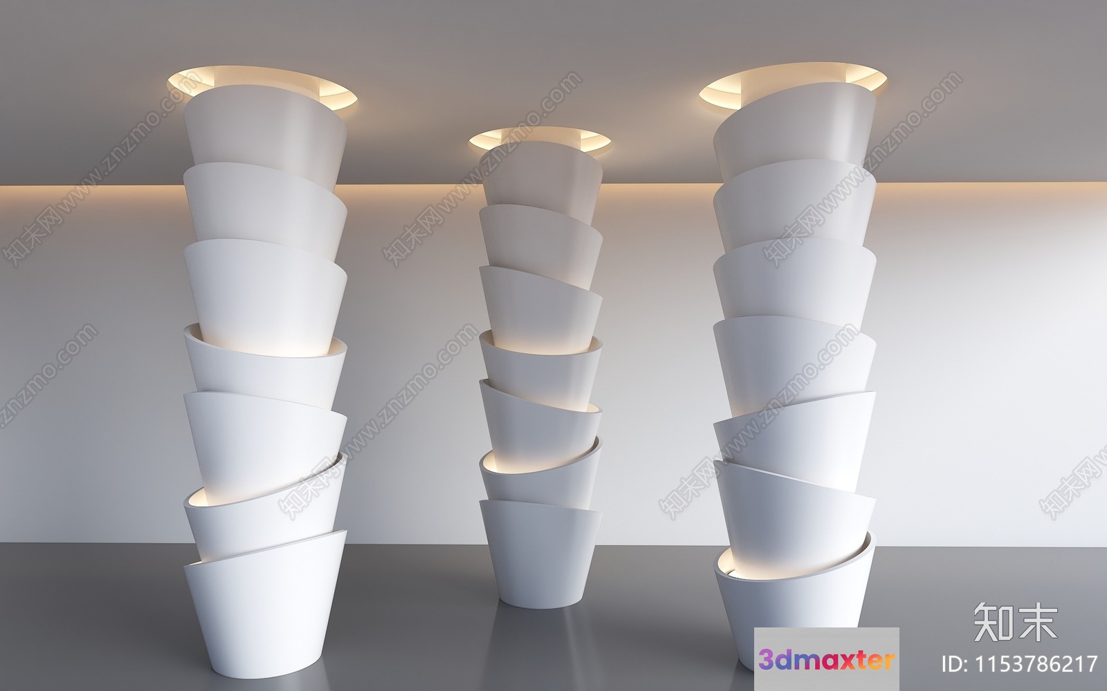 Modern White Planters 3D Model - 16291 - VRAY Render