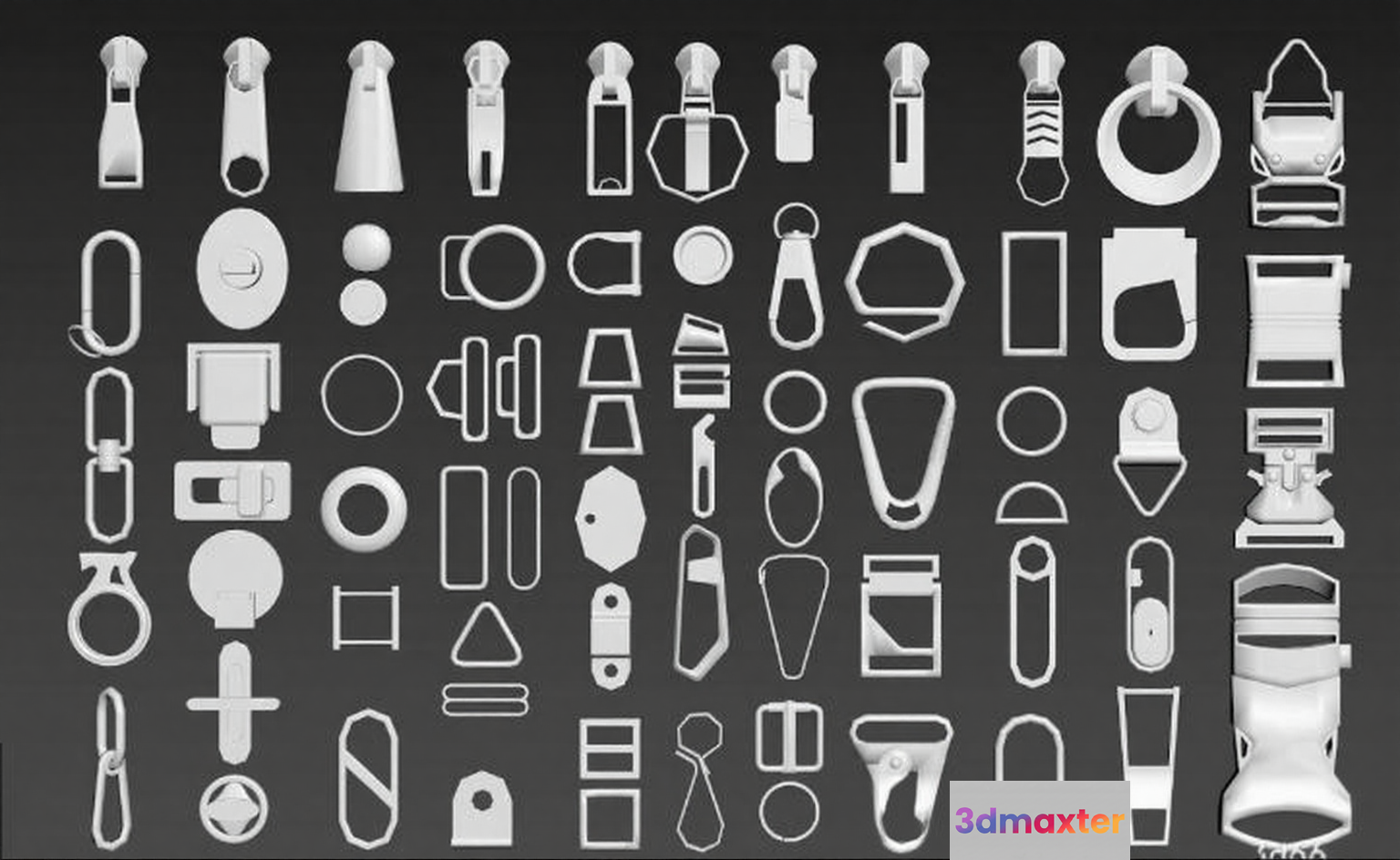 Zipper Parts 3D Model - 20683 - VRAY Render