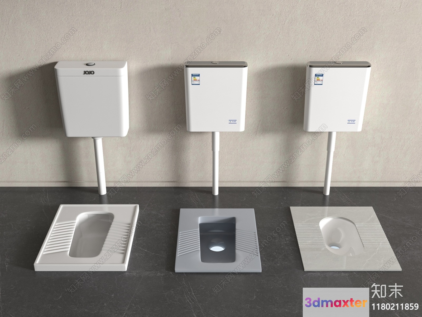 Three Toilets And Three Toilet Seats 3D Model - 9381 - VRAY Render