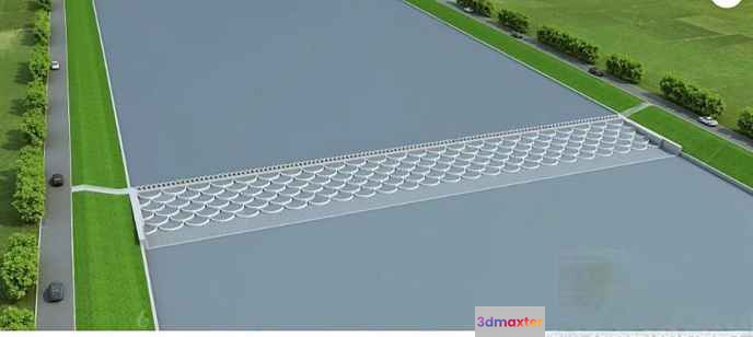 Aerial View Of A Road With A Median 3D Model - 3105 - VRAY Render