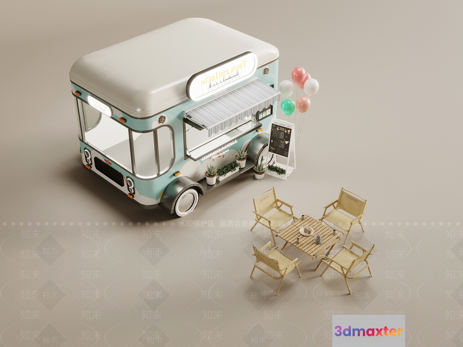 A Food Truck 3D Model - 3192 - VRAY Render
