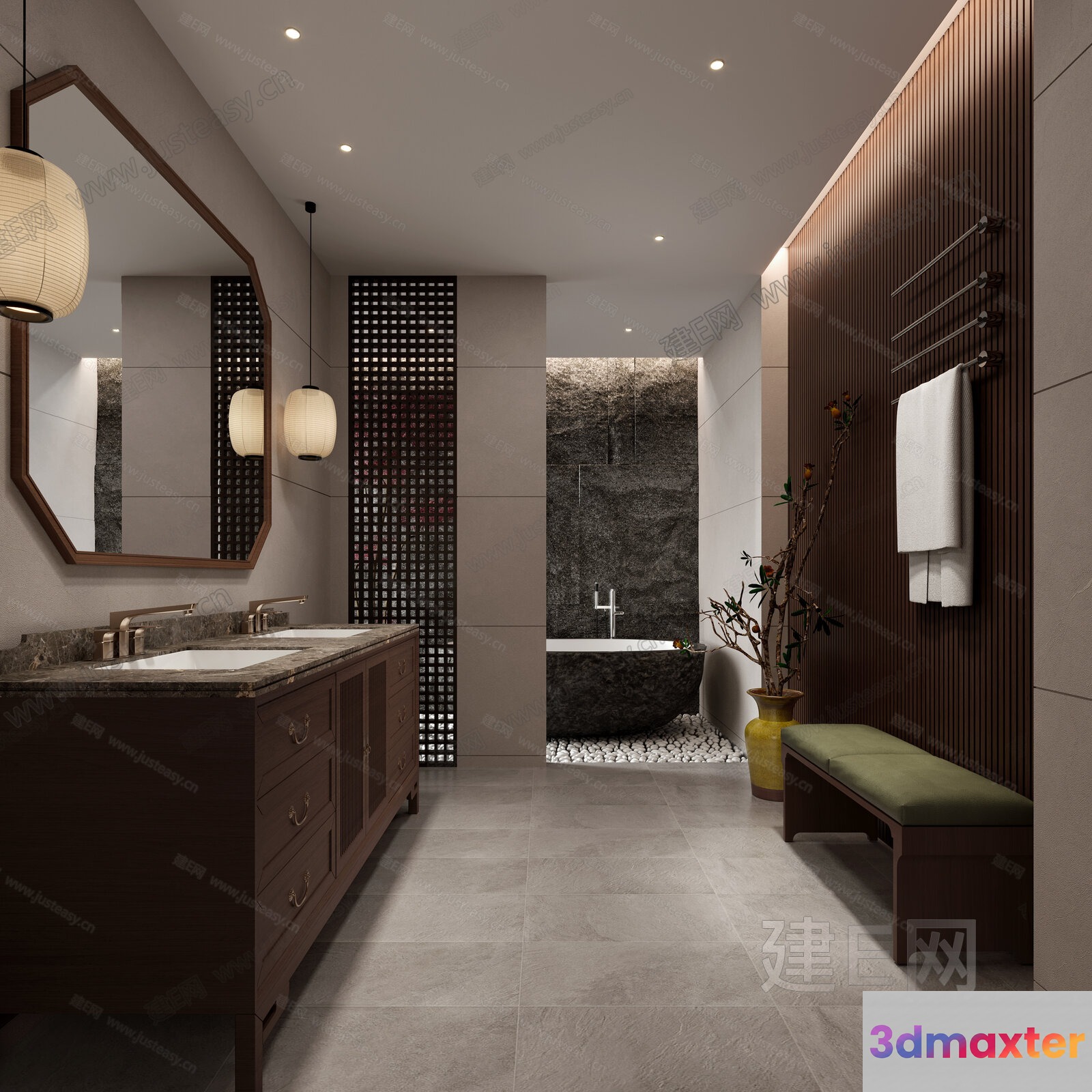 A Modern Bathroom 3D Model - 15161 - VRAY Render