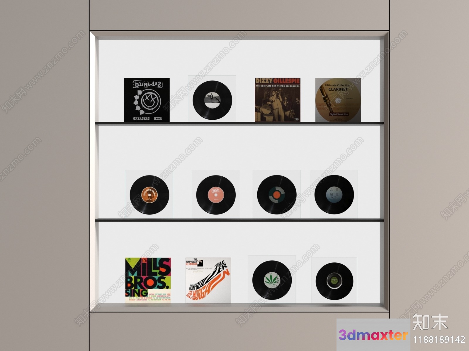 A Display Of Vinyl Records 3D Model - 23704 - VRAY Render