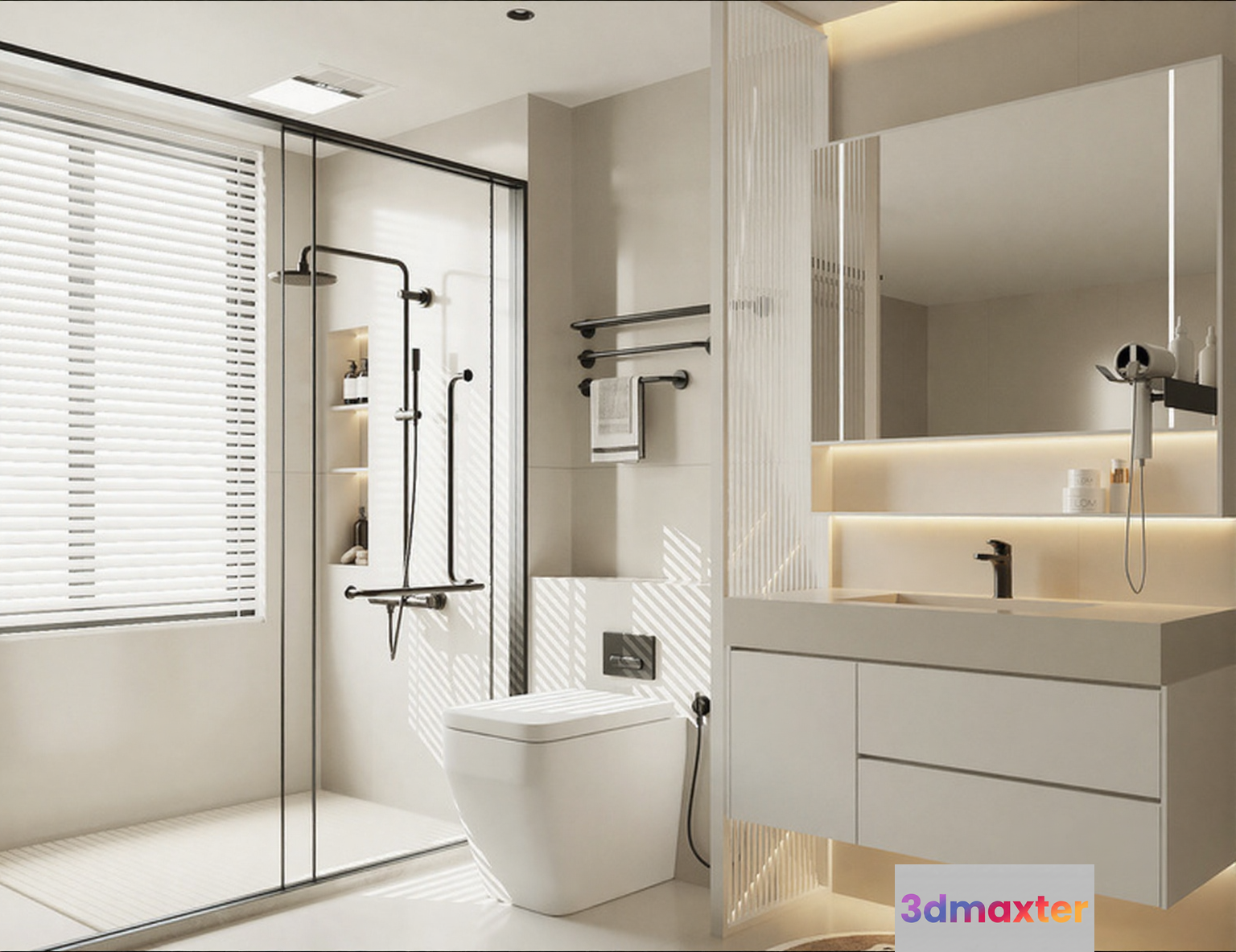 Modern White Bathroom 3D Model - 5998 - VRAY Render