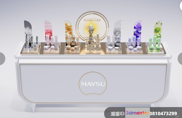 White Cosmetic Display Case 3D Model - 240 - VRAY Render