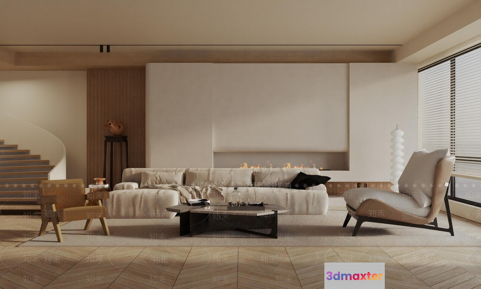 Modern Living Room 3D Model - 16800 - VRAY Render