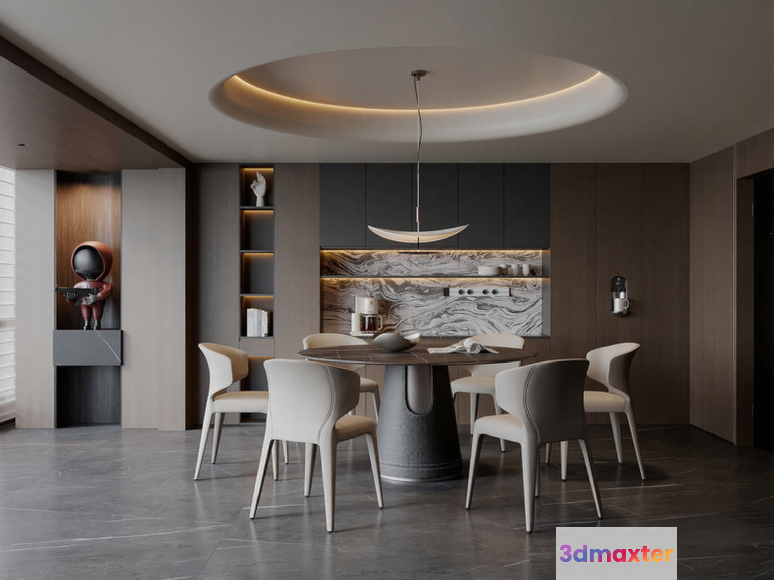 Modern Dining Room 3D Model - 1201 - VRAY Render