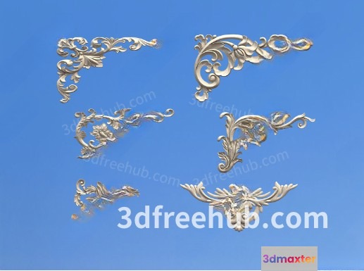Gold Filigree Designs 3D Model - 23266 - VRAY Render