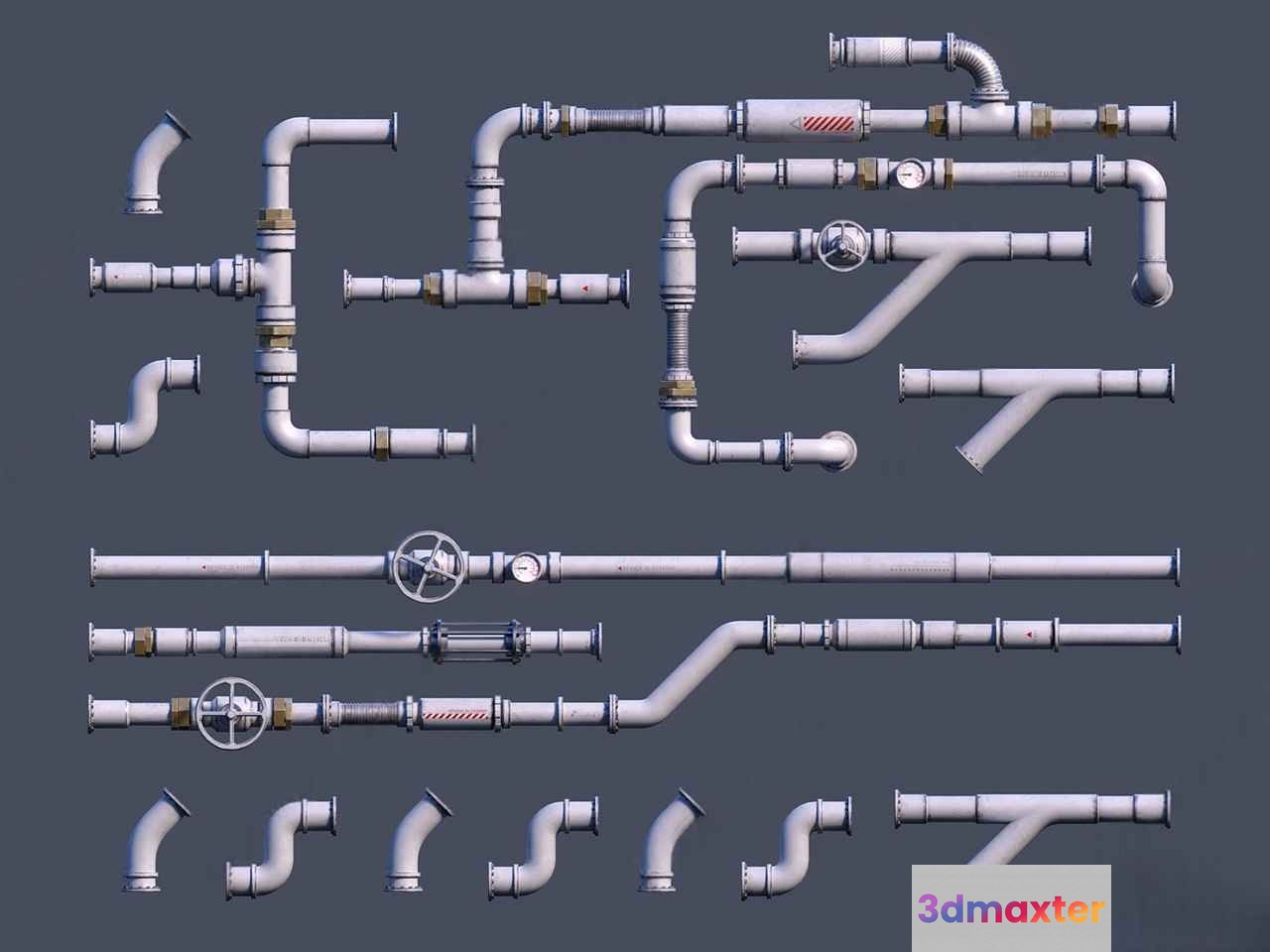 White Pvc Pipes 3D Model - 9510 - VRAY Render
