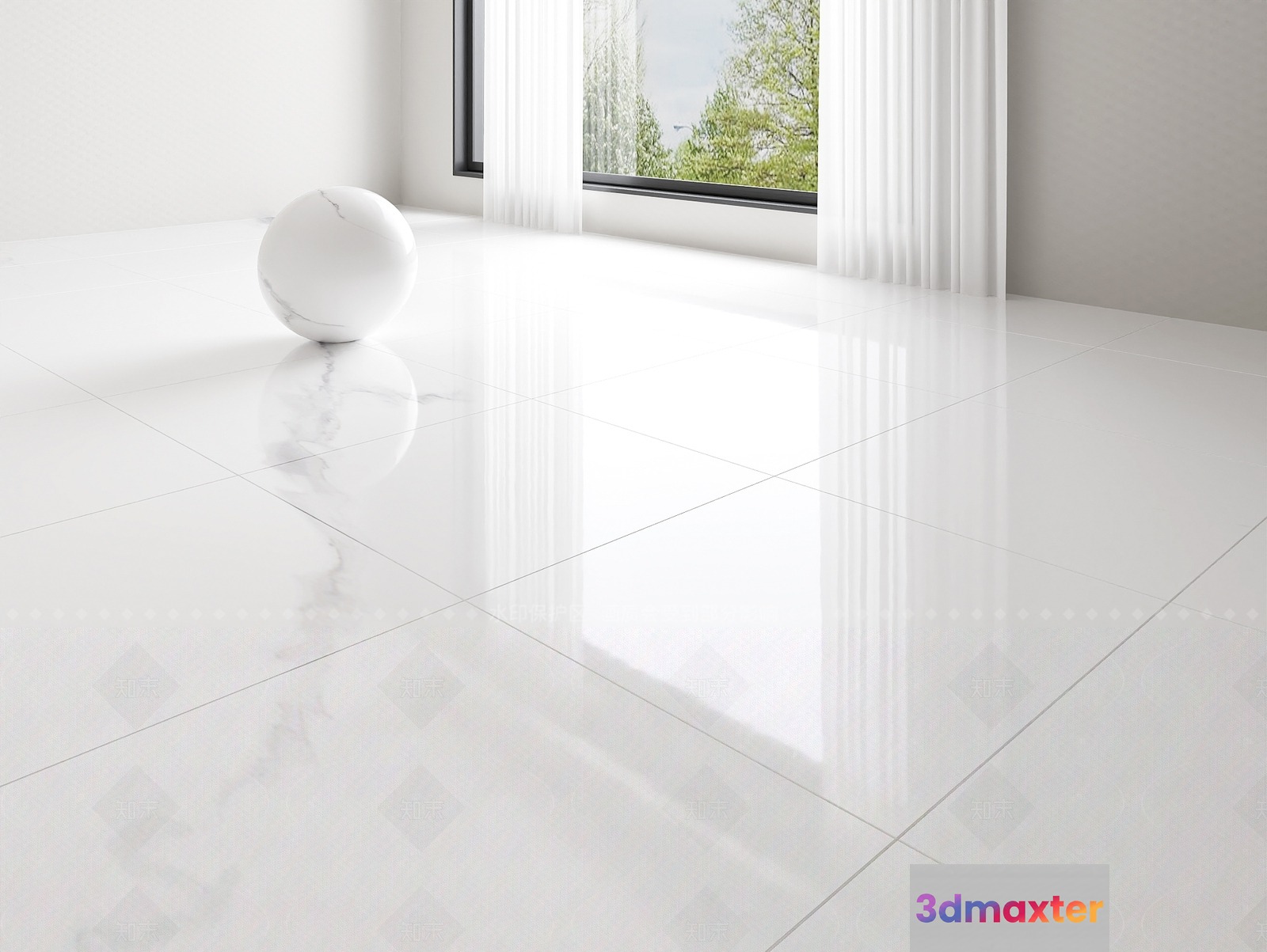 White Marble Flooring 3D Model - 7875 - VRAY Render