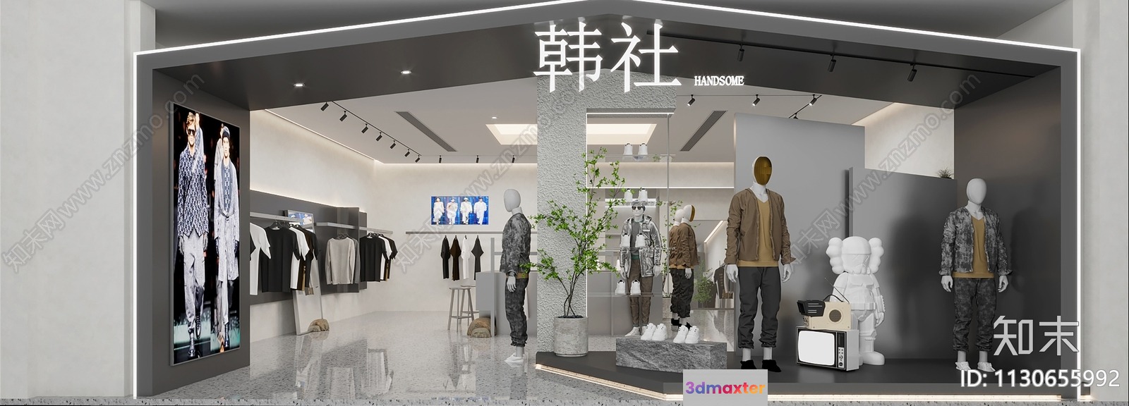 A Modern Storefront With Mannequins 3D Model - 18343 - CORONA Render