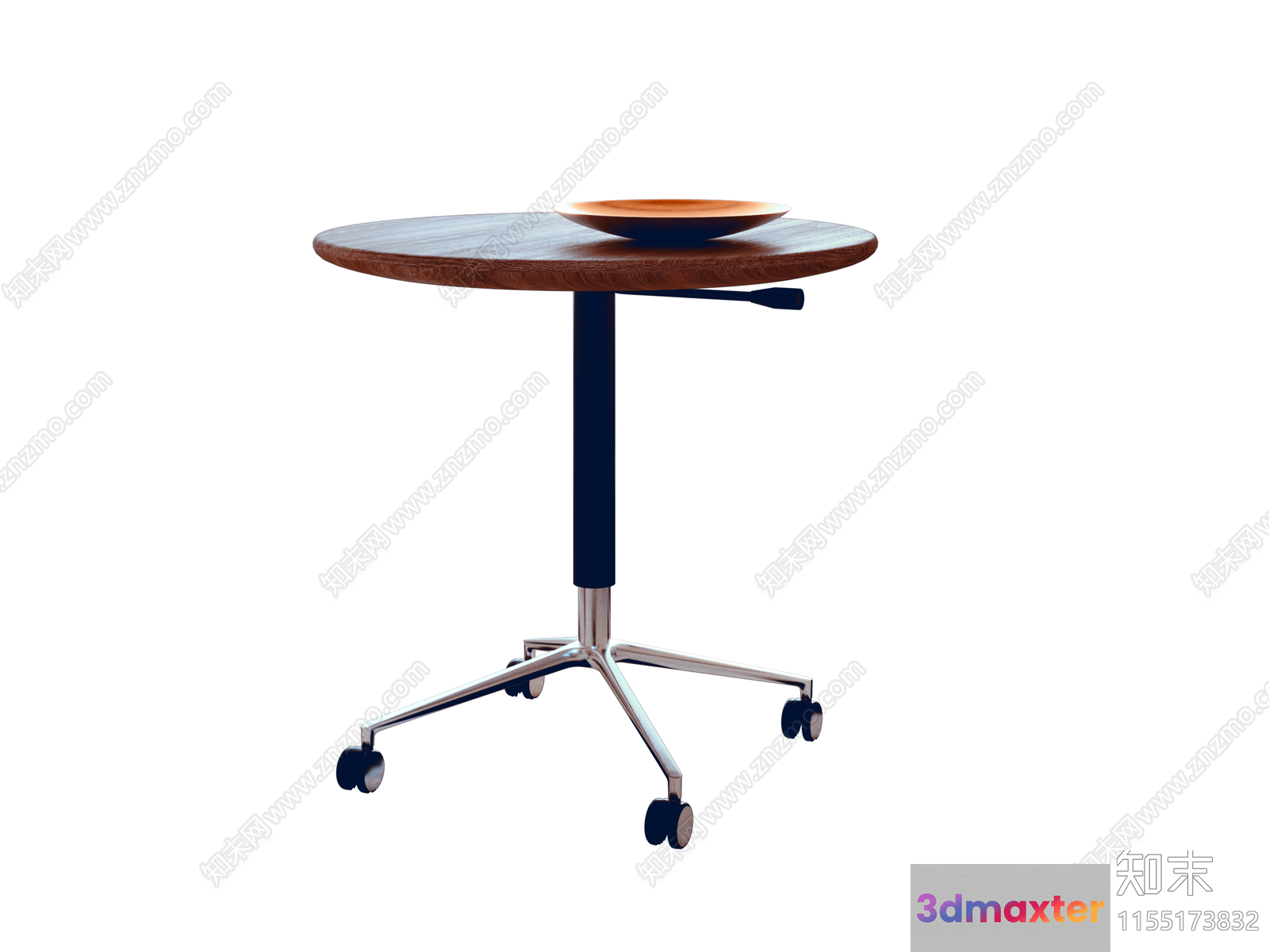 Small Table With A Round Wooden Top And A Metal Base 3D Model - 8861 - VRAY Render