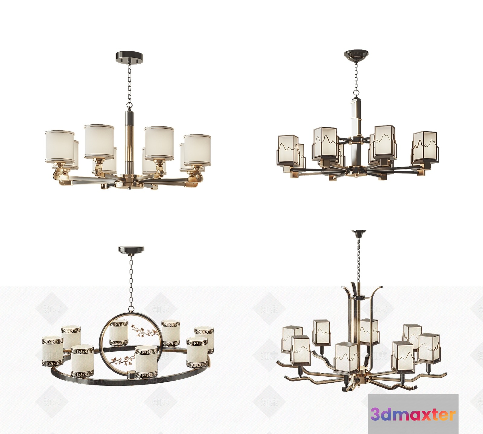 Gold Light Fixture 3D Model - 16375 - VRAY Render