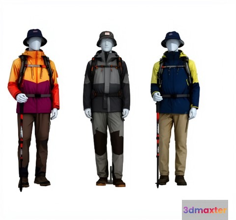 Two Mannequins Wearing Outdoor Clothing 3D Model - 21306 - VRAY Render