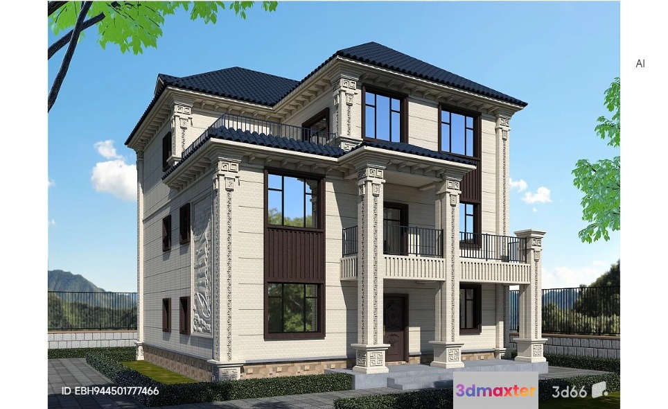 A Large House 3D Model - 9321 - VRAY Render