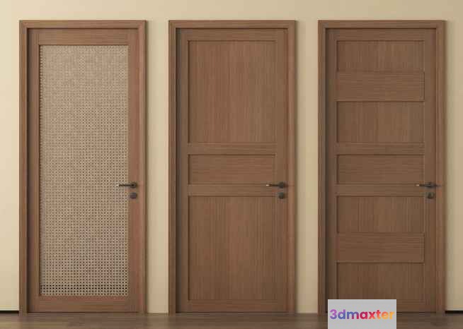 Three Wooden Doors 3D Model - 11746 - VRAY Render