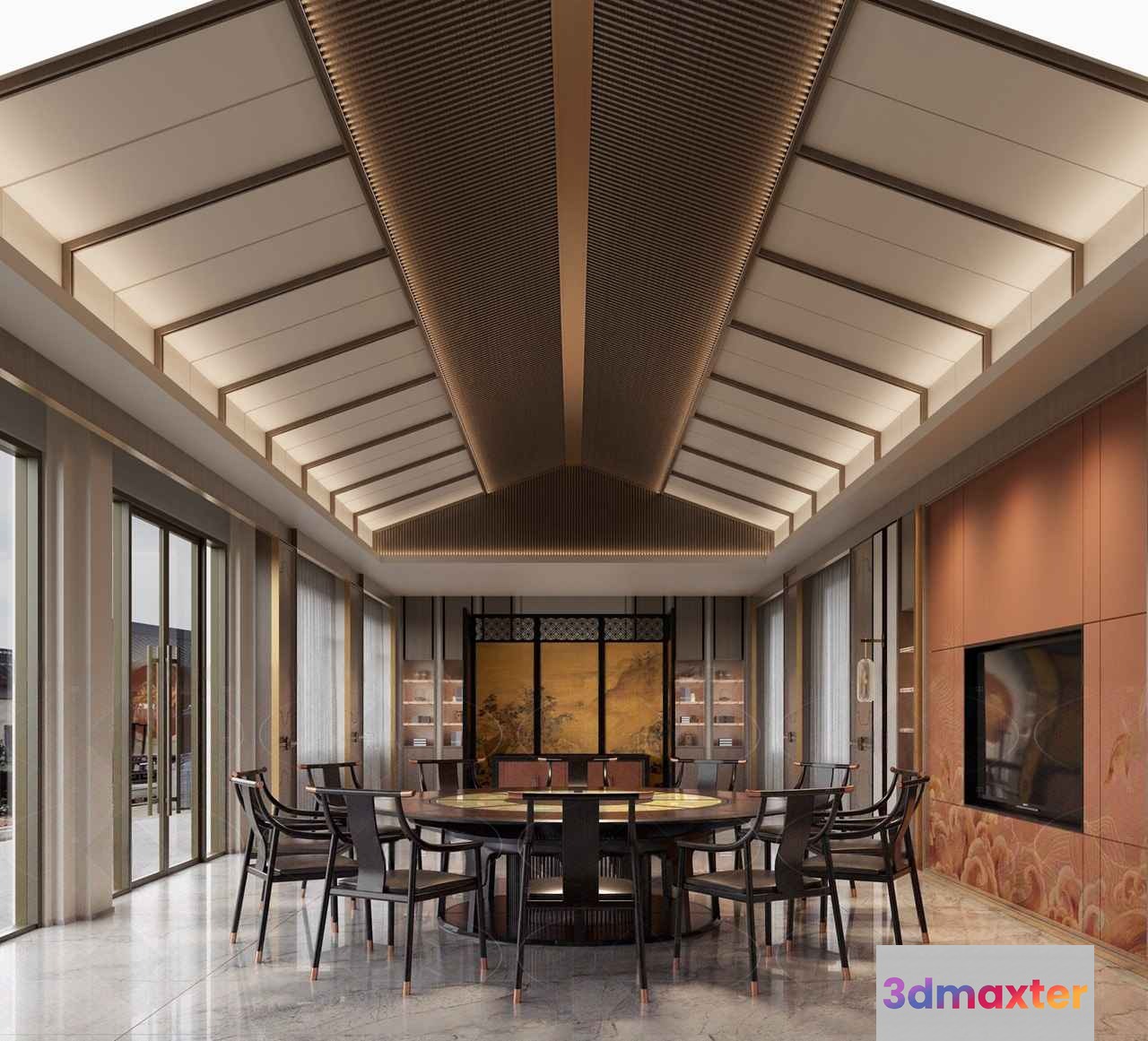 Large Dining Room 3D Model - 18281 - VRAY Render