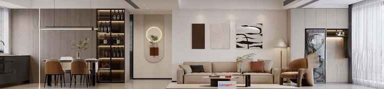Modern Living Room 3D Model - 10053 - VRAY Render