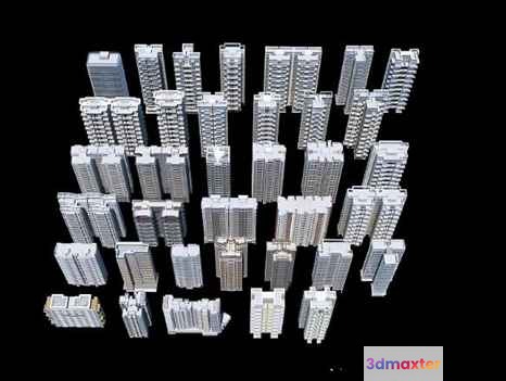 Tall City Buildings 3D Model - 3307 - VRAY Render