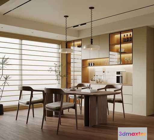 Modern Dining Room 3D Model - 3703 - VRAY Render