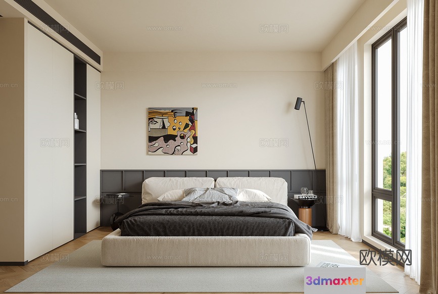 Cozy Modern Bedroom 3D Model - 3053 - CORONA Render