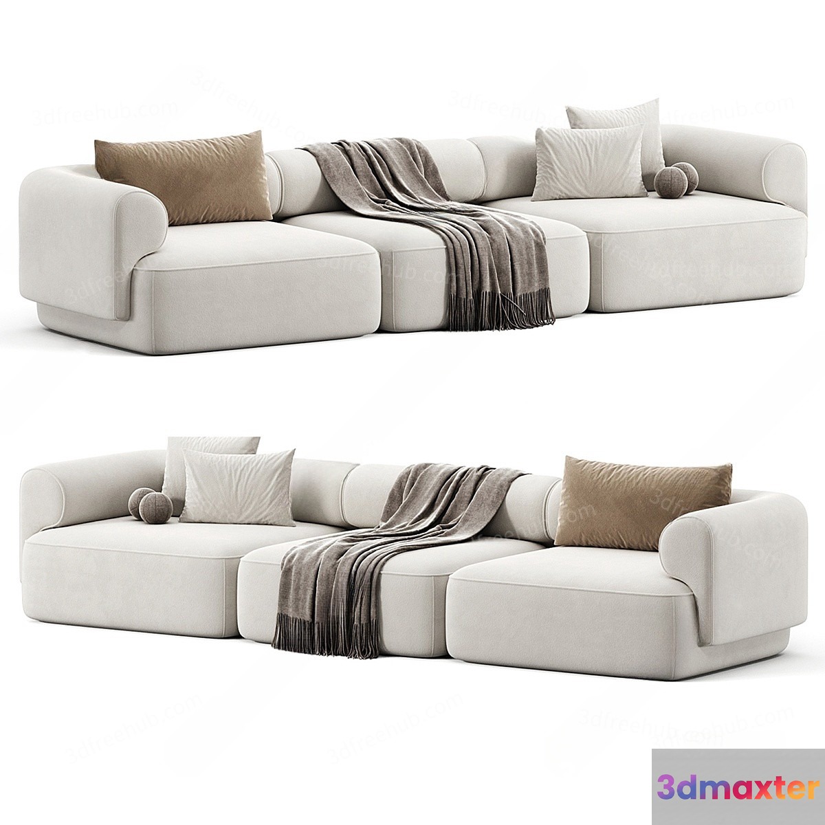 Modern White Sofa 3D Model - 20157 - VRAY Render