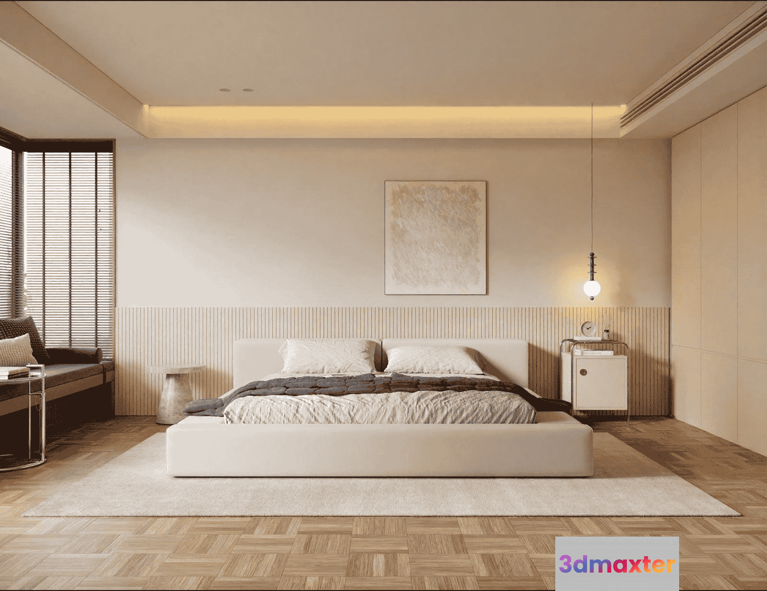 Modern Minimalist Bedroom 3D Model - 11709 - VRAY Render