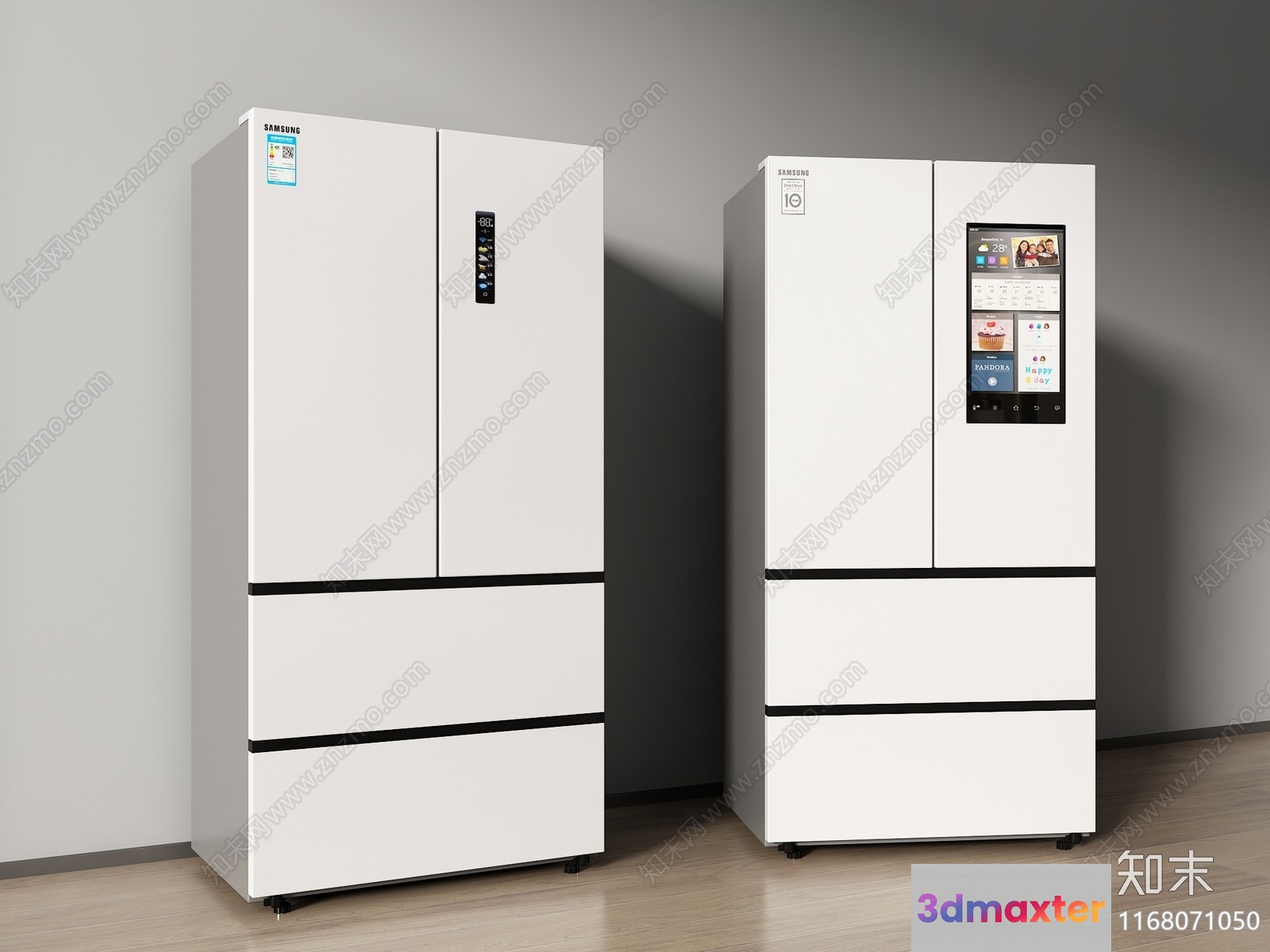 Two White Refrigerators 3D Model - 3786 - VRAY Render