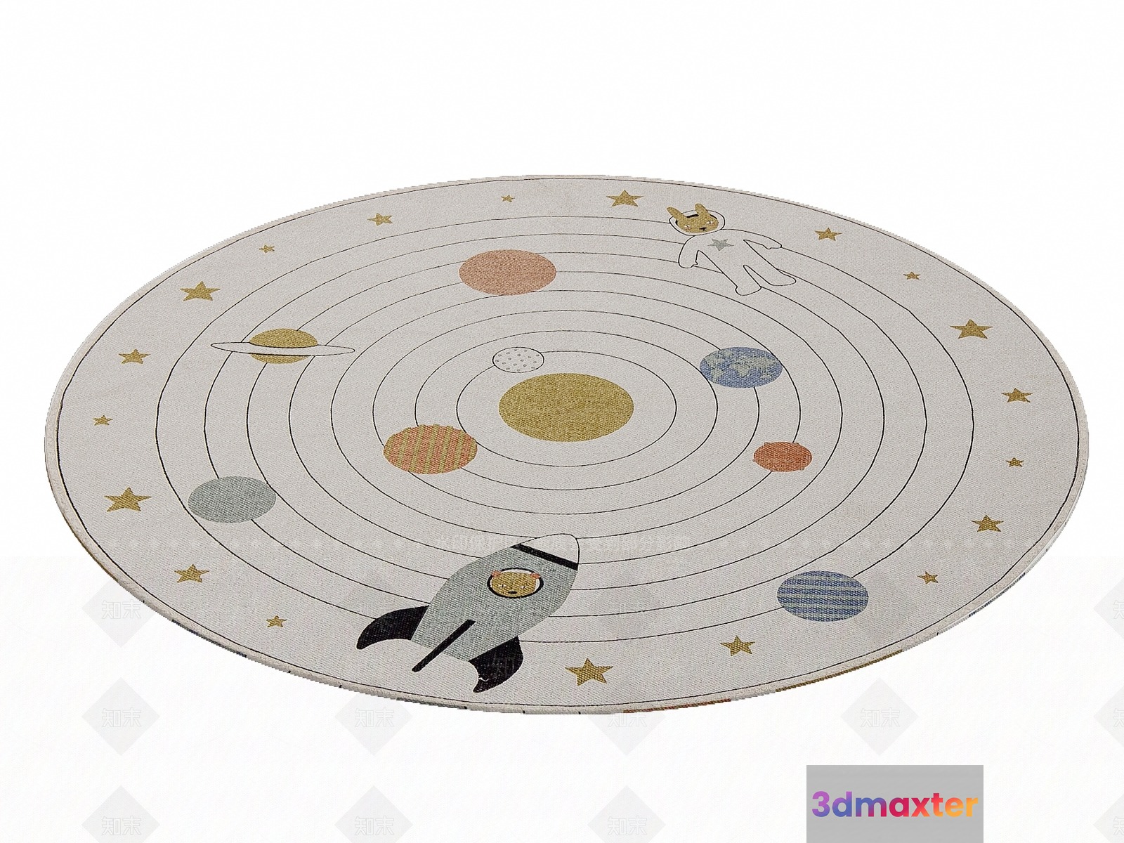 A Round Rug With A Space Theme 3D Model - 4698 - VRAY Render