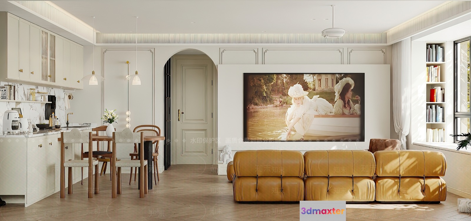 Modern Living Room 3D Model - 10395 - VRAY Render