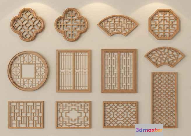 Asian-Inspired Wall Decor 3D Model - 16272 - VRAY Render