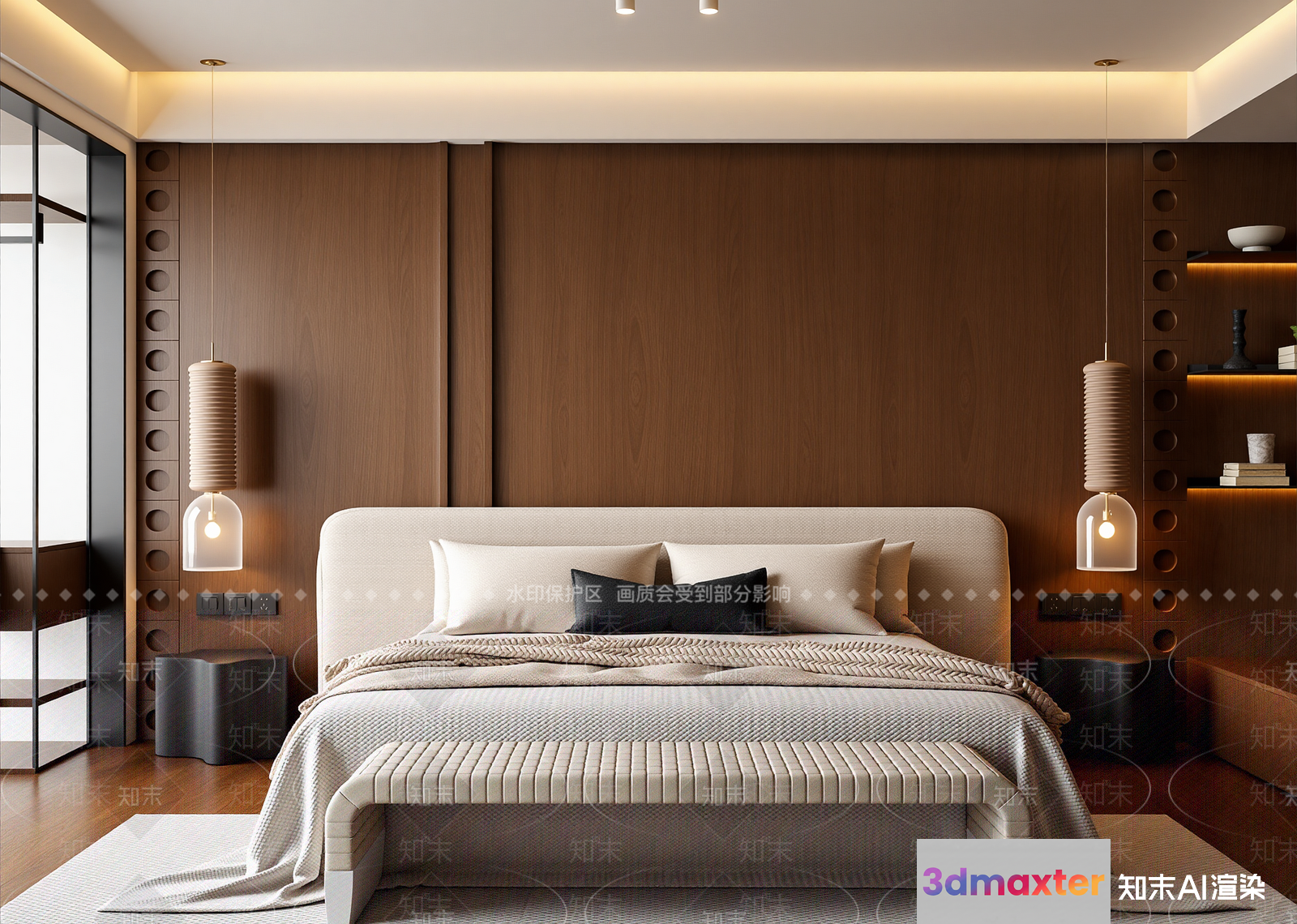 Cozy Modern Bedroom 3D Model - 7193 - VRAY Render