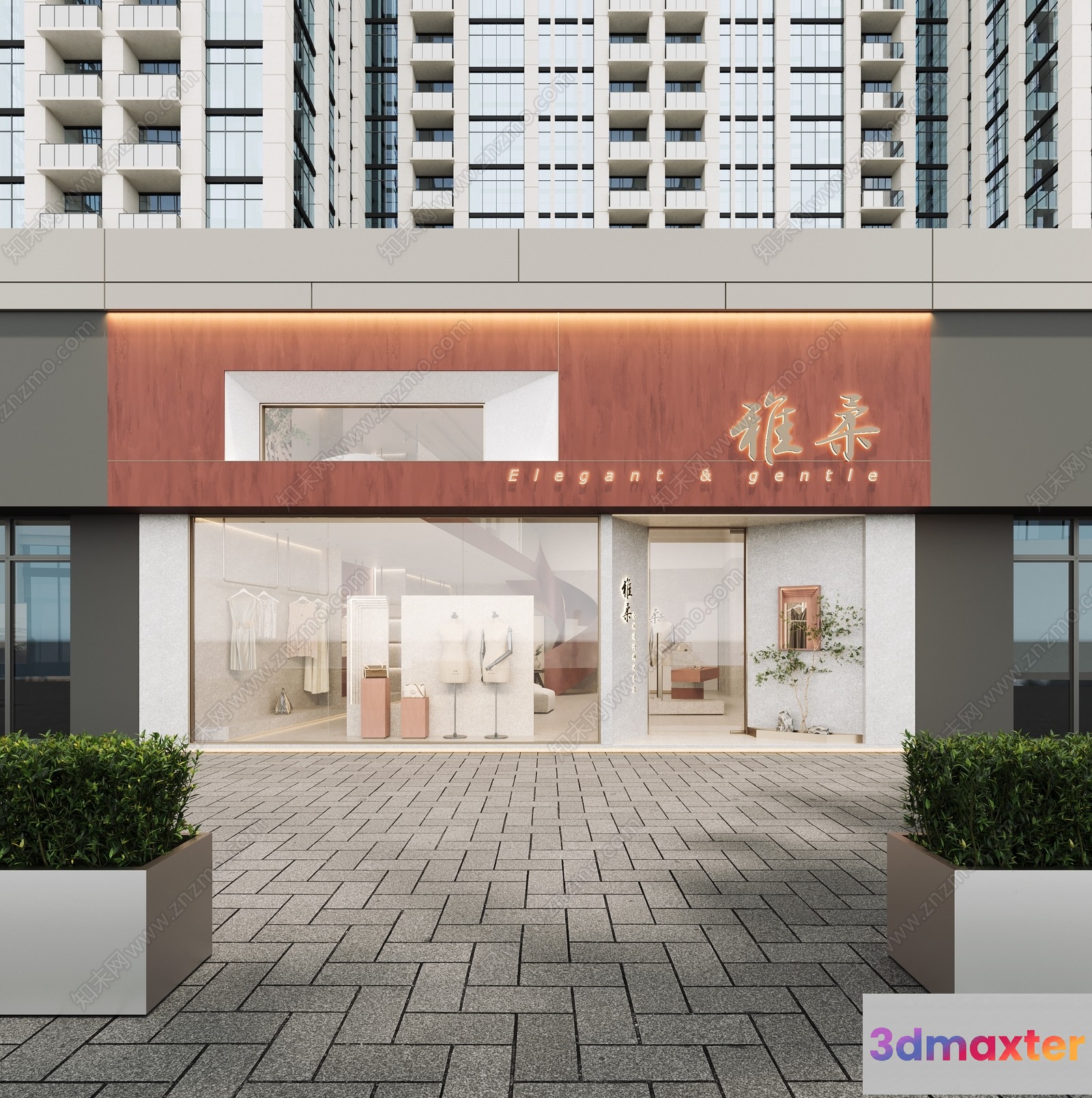 A Building With A Storefront 3D Model - 16393 - VRAY Render