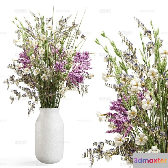 A White Vase With Flowers 3D Model - 621 - CORONA Render