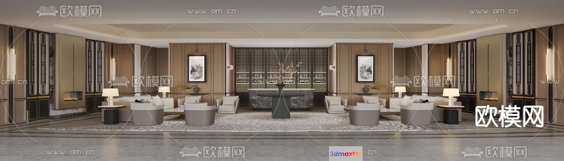 Modern Lounge Area 3D Model - 12258 - VRAY Render