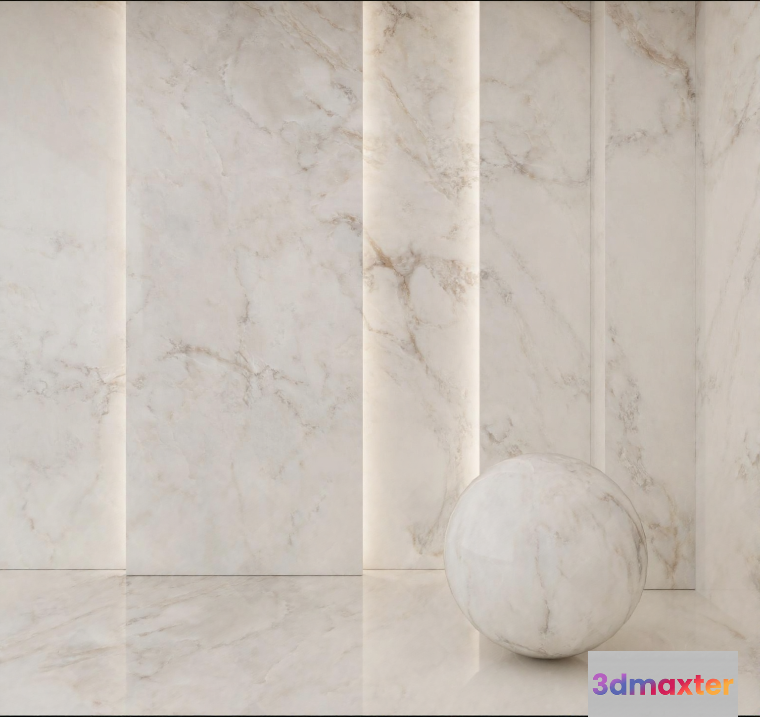 A Marble Sphere 3D Model - 1682 - VRAY Render