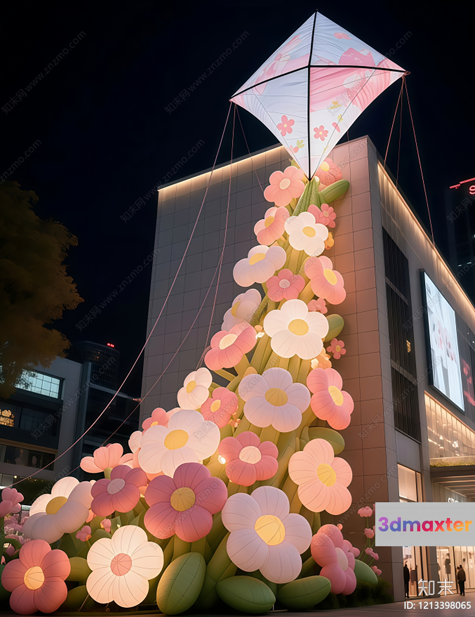 A Large Floral Display With A Kite 3D Model - 10949 - VRAY Render