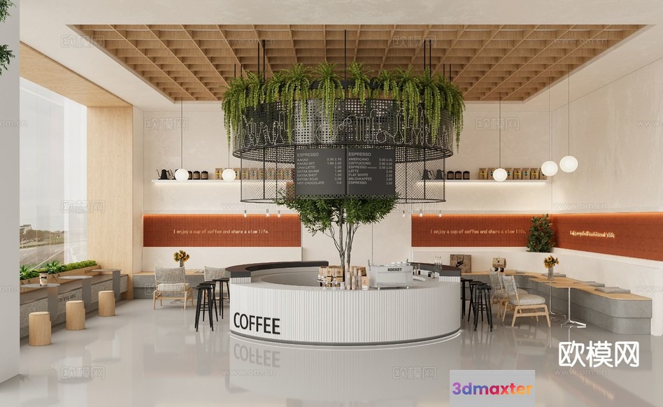 Modern Coffee Shop 3D Model - 6656 - CORONA Render