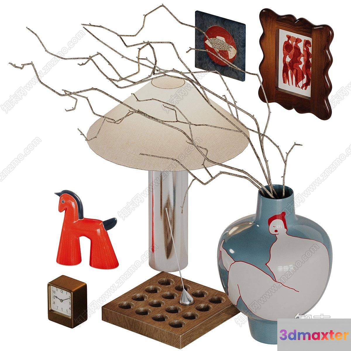 A Collection Of Decorative Items 3D Model - 13132 - VRAY Render