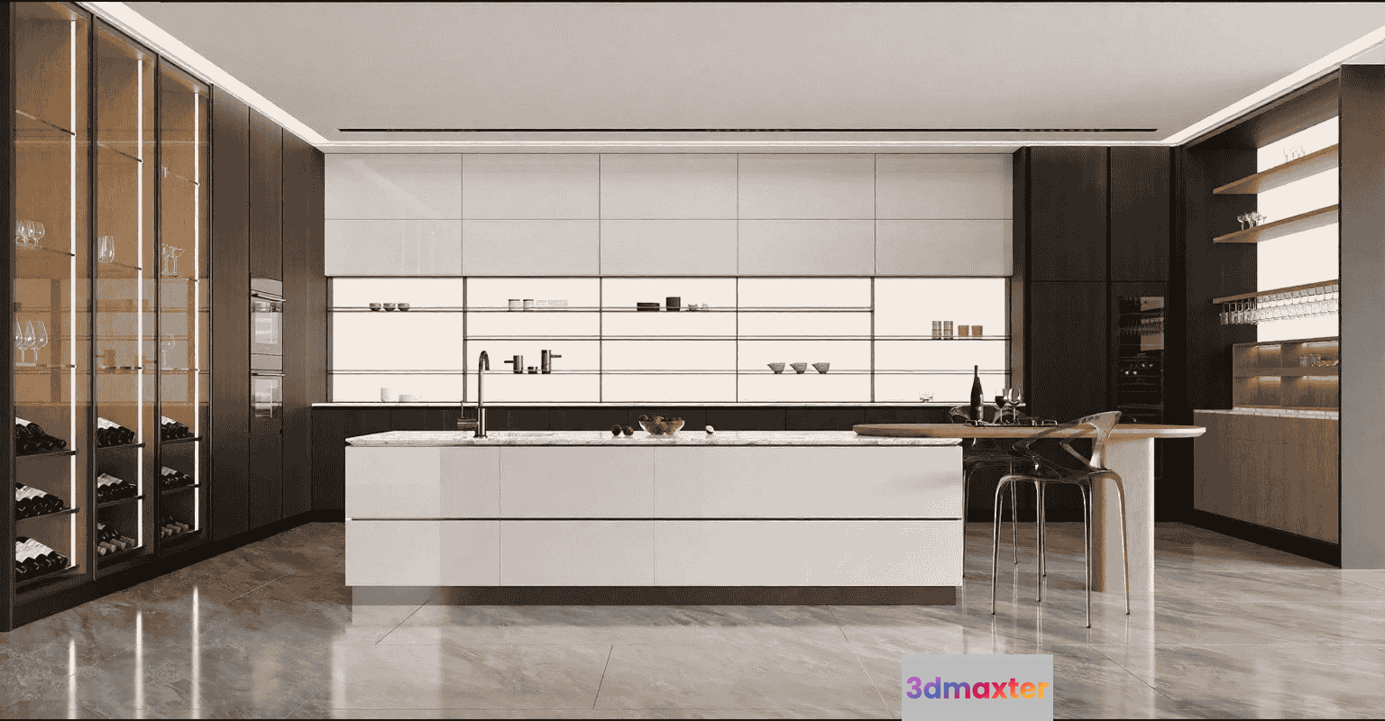Modern Kitchen Island 3D Model - 15876 - VRAY Render