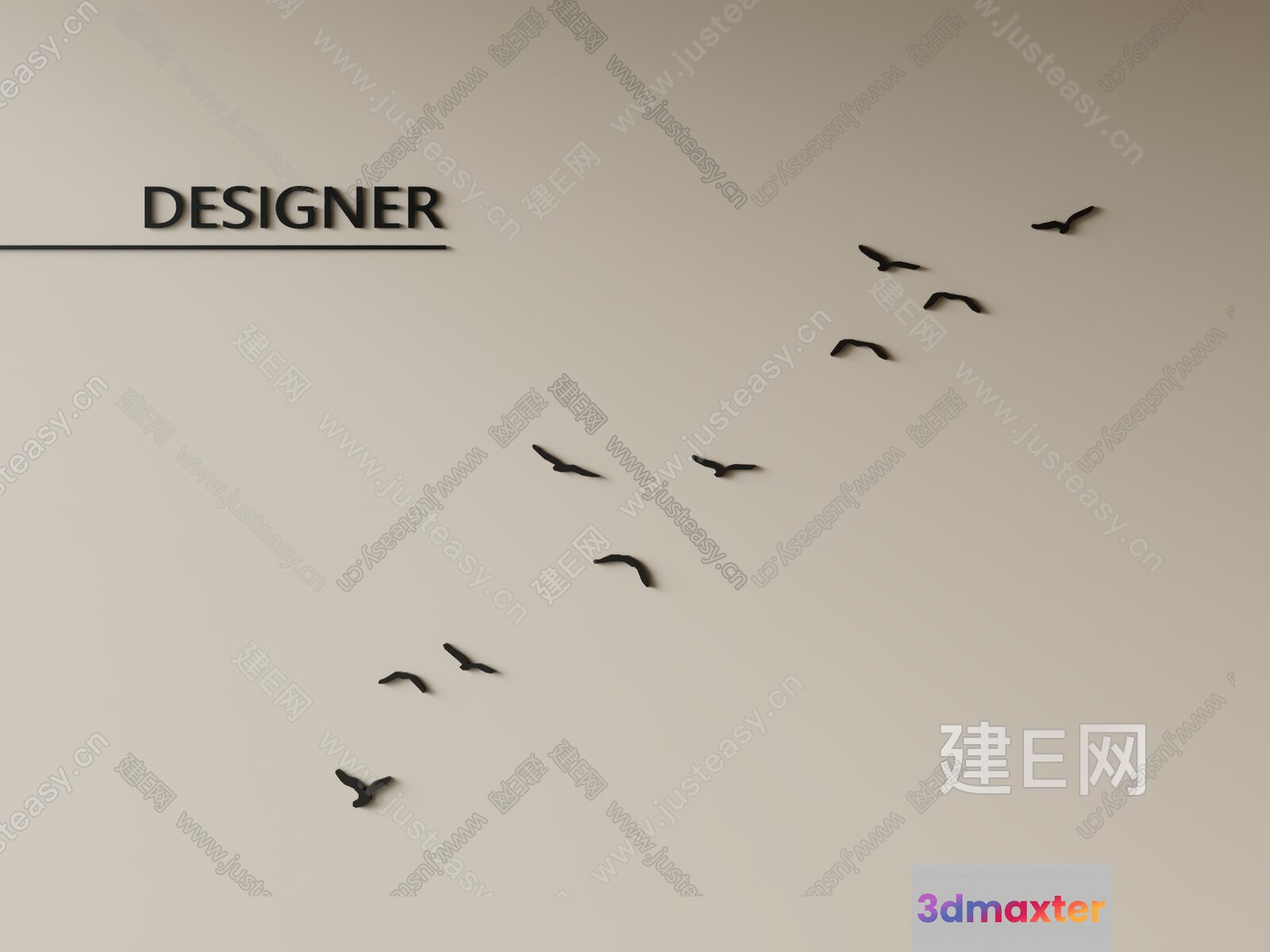 A Flock Of Birds In Flight 3D Model - 1009 - VRAY Render