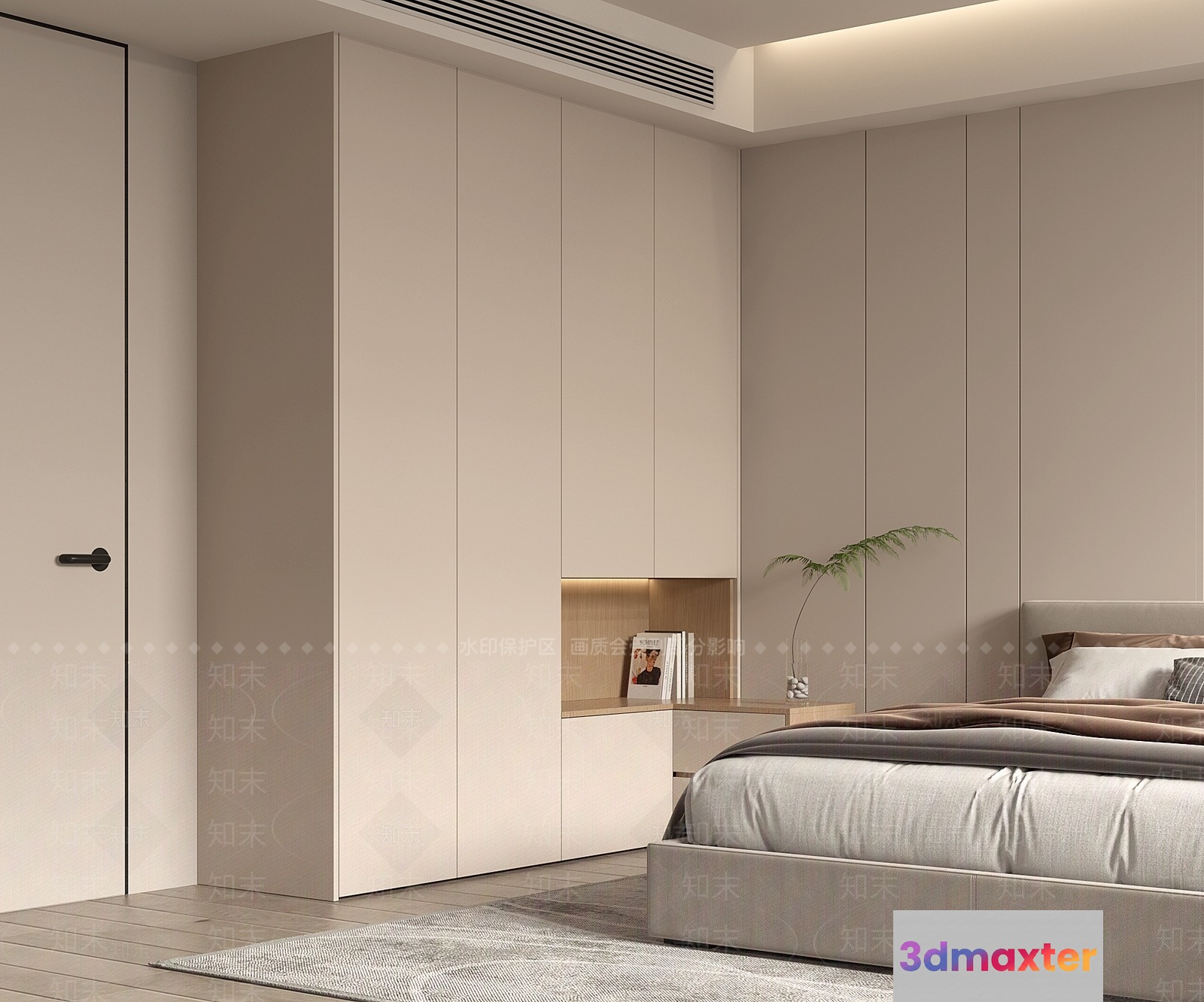 Modern Minimalist Bedroom 3D Model - 12443 - VRAY Render