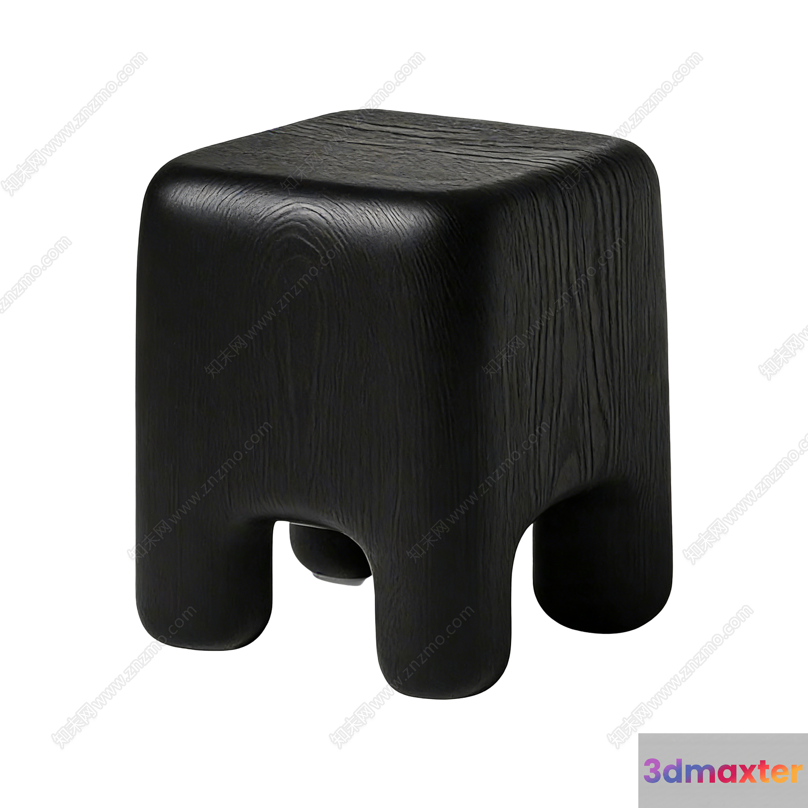 A Black Plastic Stool 3D Model - 2559 - VRAY Render