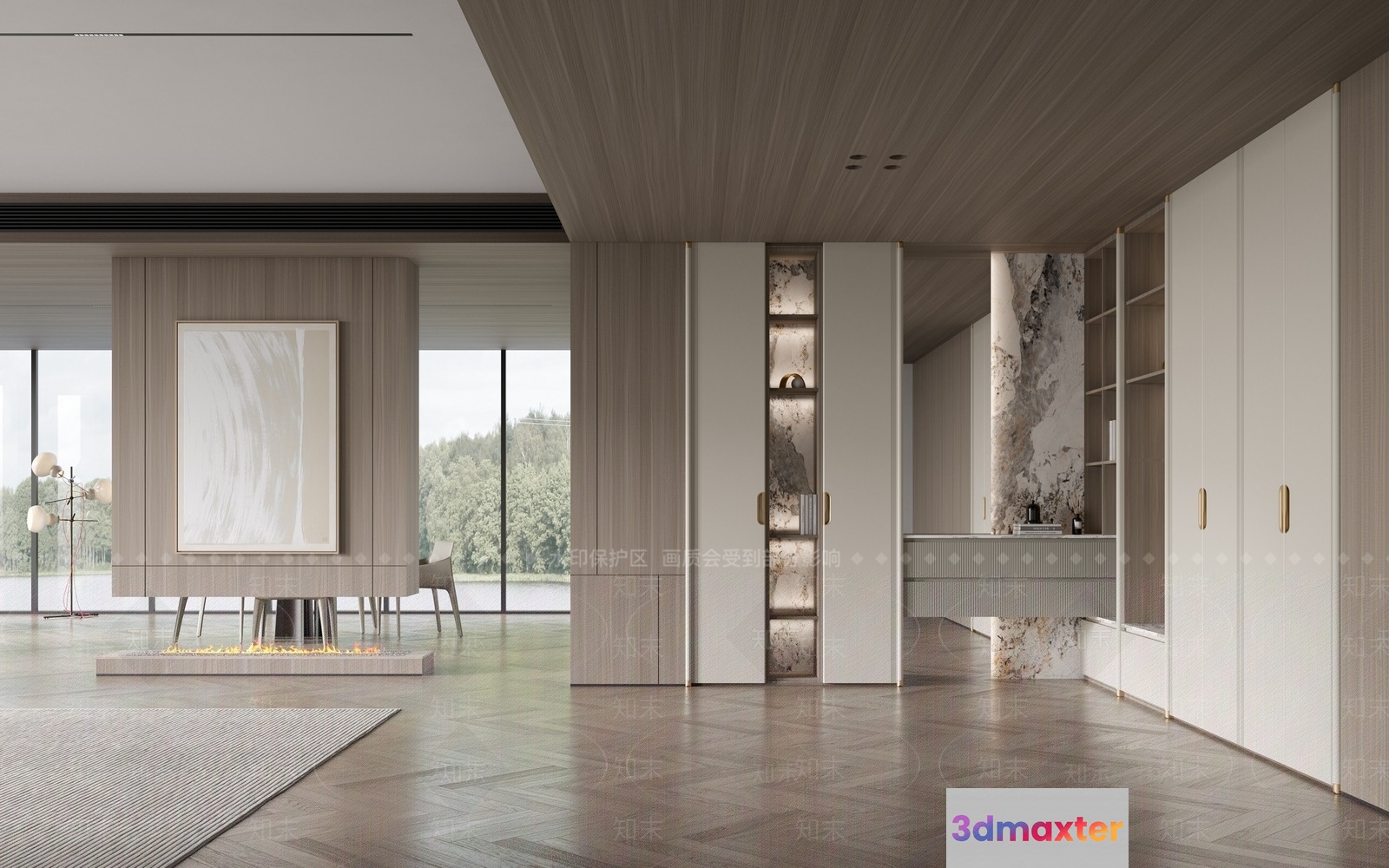 Modern Neutral-Toned Living Room 3D Model - 11859 - VRAY Render