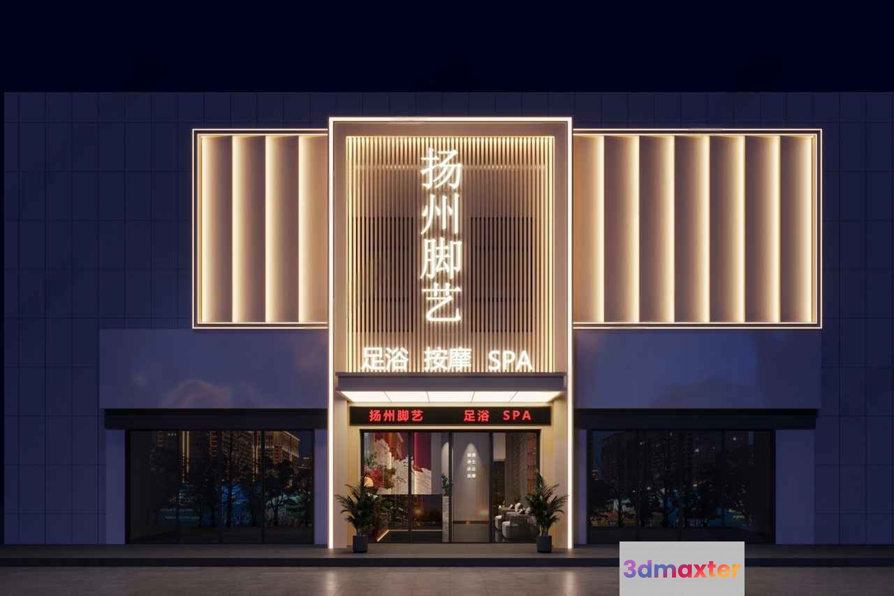 A Modern Building With Chinese Writing 3D Model - 4972 - VRAY Render