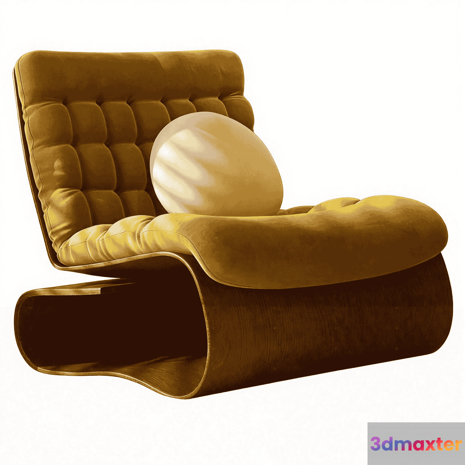 Yellow Velvet Chair 3D Model - 17559 - VRAY Render