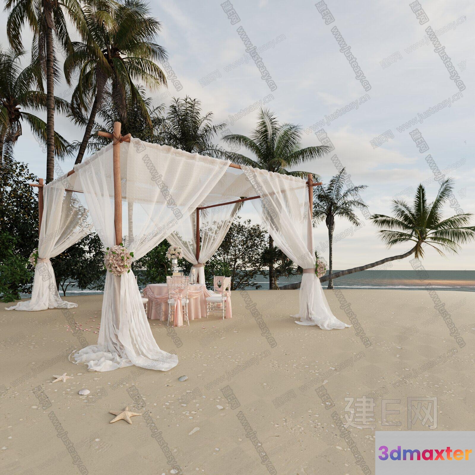 A Beach Wedding Canopy 3D Model - 10044 - VRAY Render