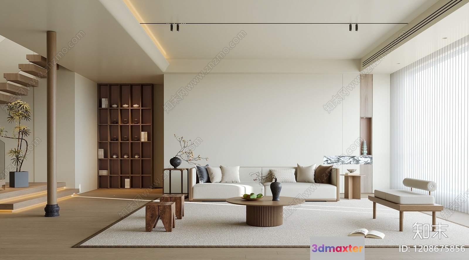 Modern Minimalist Living Room 3D Model - 462 - VRAY Render